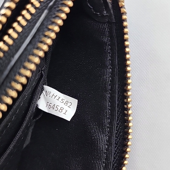 COACH Black Leather Wristlet Wallet Dual Zipper Gold Tone Hardware - Picture 11 of 16